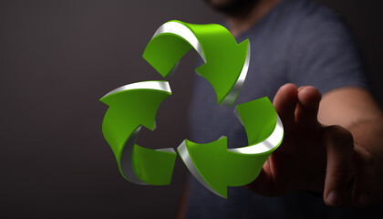 Eco-friendly recycling concept.  Sustainable solutions. Green arrows.