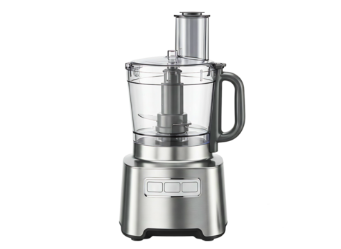 White kitchen food processor appliance isolated on transparent background