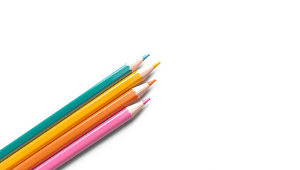Fototapeta premium Colorful pencils arranged on a white background for mockup use 