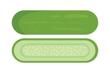half cucumber.  fresh cucumber illustration.