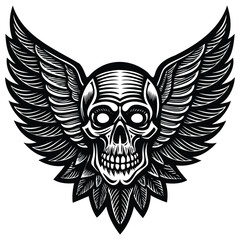 Fototapeta premium Skull and Wing Vector Silhouette