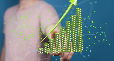 Visual representation of business growth and data analysis. Shows upward trend and success.