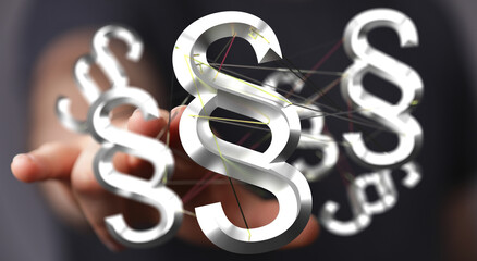 Abstract image of interconnected paragraph symbols, representing legal concepts, law, and regulations.