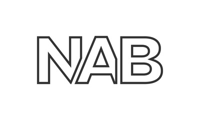 NAB logo design template with strong and modern bold text. Initial based vector logotype featuring simple and minimal typography. Trendy company identity.