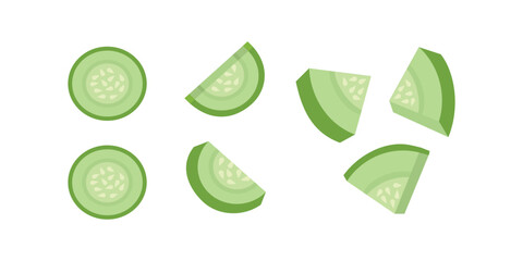 piece of cucumber. cucumber cuts set clipart.