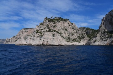 View of the Calanques de Cassis, a national park of limestone cliffs over the Mediterranean Sea near Marseilles, France