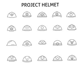 Safety helmet icon line art vector