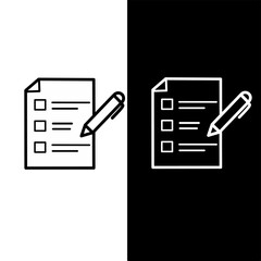 To do list or planning icon line art. Paper sheet with clipboard vector illustration on isolated background. Checkbox plan sign business concept.