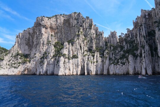 View of the Calanques de Cassis, a national park of limestone cliffs over the Mediterranean Sea near Marseilles, France