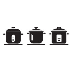 Electric cooker icon set