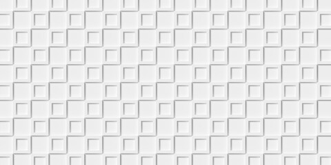 Large white square or cube frames with space geometry background wallpaper banner, flat lay top view