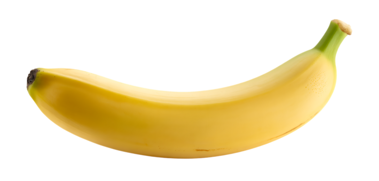 A ripe yellow banana with a green stem on a isolated on a transparent background fruit food - Powered by Adobe