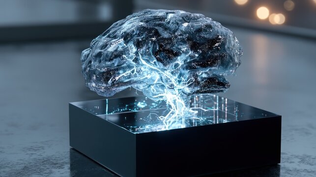3D printed brain made of holographic technology and code