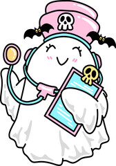 Halloween Groovy Ghost Nurse Cartoon