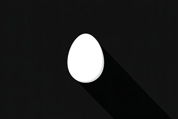 Fried egg in black frying pan on light yellow background. Cartoon style vector illustration with copy space. Cooking and breakfast concept for design and print