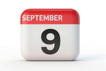 September Ninth Date on a Calendar Icon for Important Events and Appointments in the Month of September