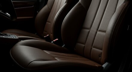 Obraz premium Luxury brown leather car interior