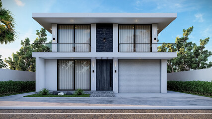 3D illustration of a sophisticated two-story home 1