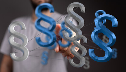 Fototapeta premium Abstract image of interconnected paragraph symbols, representing legal concepts, regulations, and compliance.