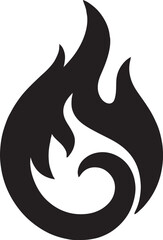 Silhouette of fire swirl symbolizing dynamic flame, energy, motion, heat, and creative fiery design.