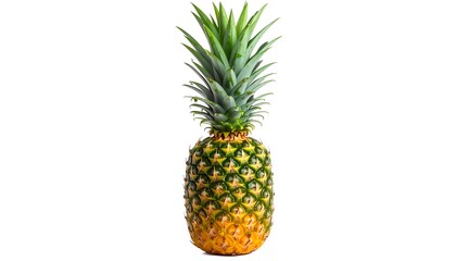 Close-up of a whole pineapple against a white background.