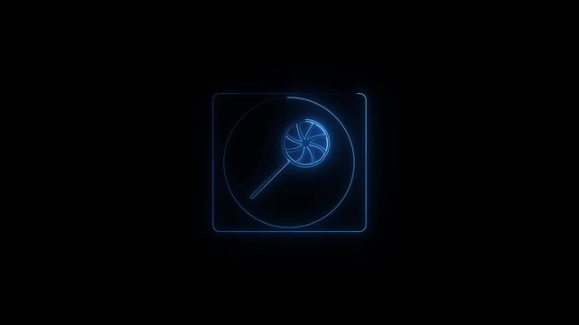 Rotating fan icon animation representing air ventilation system on a black background 4k icon video.......