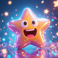Happy star on a bokeh background. 