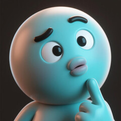 Blue emoticon with a finger on his lips. 