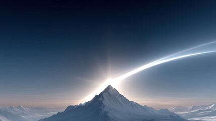 Mystic Mountain Peak with Levitating Orb at Sunrise