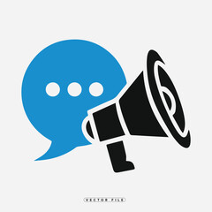 Megaphone with speech bubble icon representing announcement or communication concept