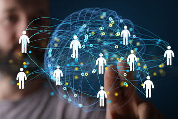 Image depicting a global network, connecting people digitally.  Modern technology concept.