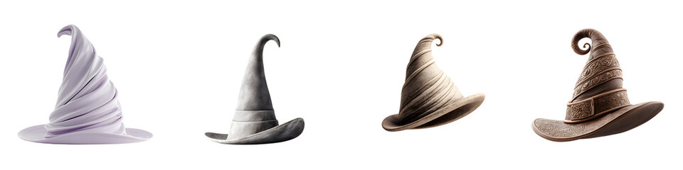 Whimsical Witch Hat Set: Halloween Costume Accessories on White