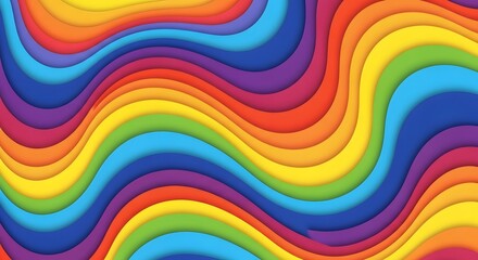 Rainbow Wavy Lines Abstract Background