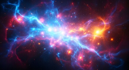 Vibrant Glowing Nebula with Star Burst