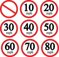 Classic speed limit sign design with numbers