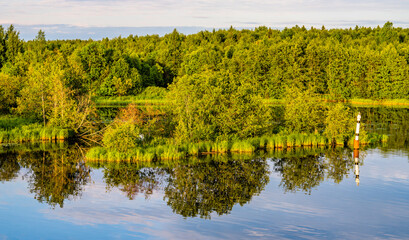 Picturesque landscape with reflection in water