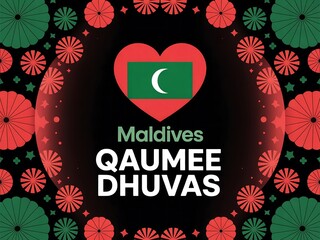 Maldives national day celebration with heart shaped flag and festive fireworks display