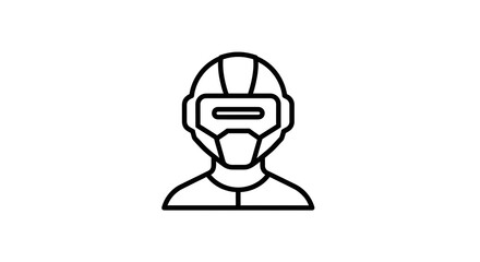 Fototapeta premium Person Wearing VR Headset Outline Avatar Graphic Vector Icon