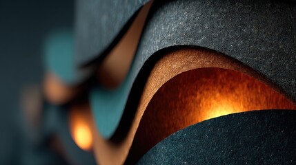 Abstract Curved Paper Cut Pattern with Soft Lighting