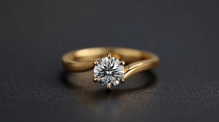 Rose gold ring with a single center diamond, minimalist and modern design. Set against a clean white background.
