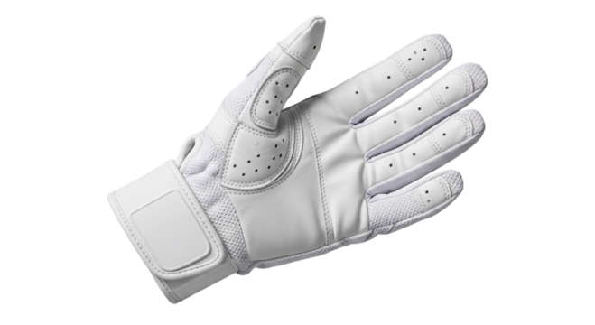 White leather golf glove for right hand isolated on transparent background