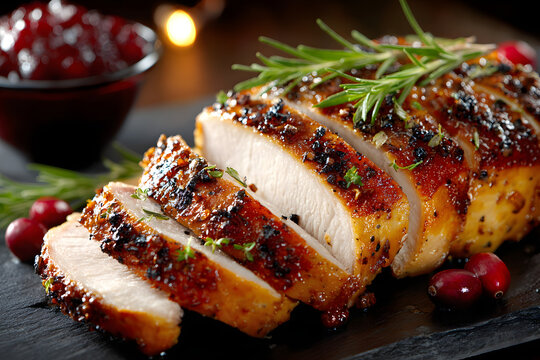 Sliced roasted tukey breast for Thanksgiving or Christmas