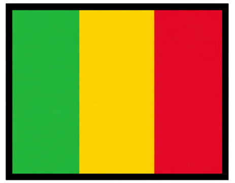 Flat Minimalist Design of Mali Flag with Bold Colors, isolated on transparent background PNG
