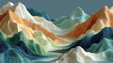 Abstract Pixel Art Mountain Range with Soft Color Palette
