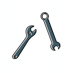 icon illustration wrench and nut flat style