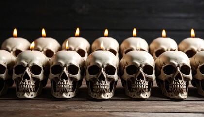 burning candle on the skull