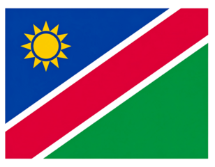 Flat Minimalist Design of Namibia Flag with Bold Colors, isolated on transparent background PNG