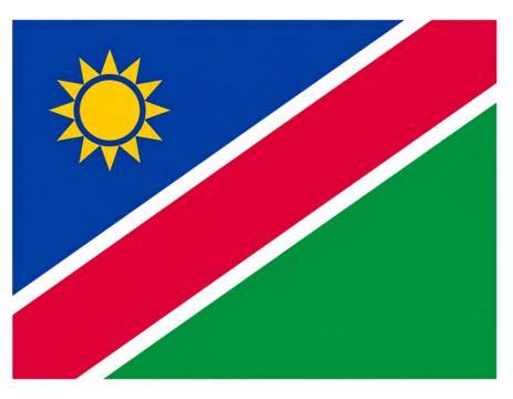Flat Minimalist Design of Namibia Flag with Bold Colors, isolated on transparent background PNG - Powered by Adobe