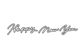 Black and White Happy New Year Typography with Stylish Outline
