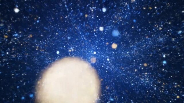 A blue cosmic scene with many stars of different sizes and colors